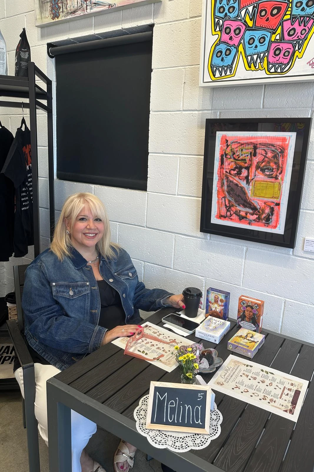 Melina Sardar in her studio at a reading